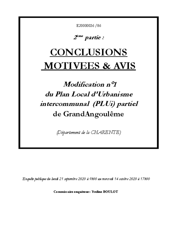 Conclusions motivées et avis