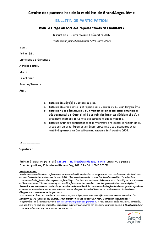 Formulaire candidature
