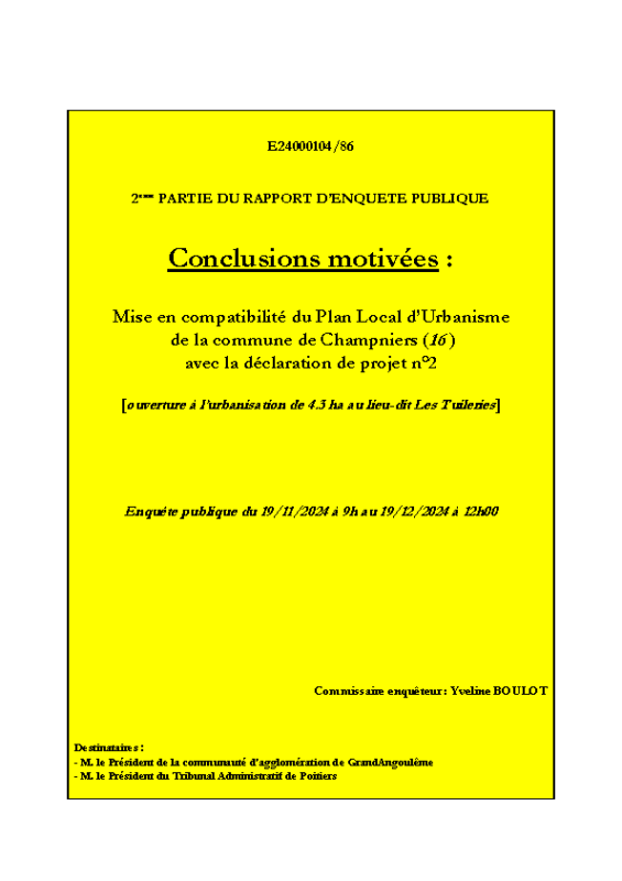 2 Conclusions motivées