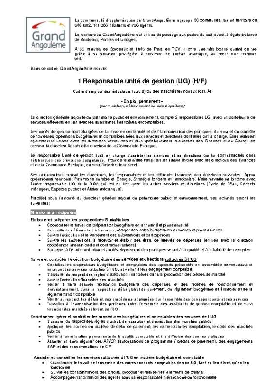 16- Appel à candidature Responsable UG