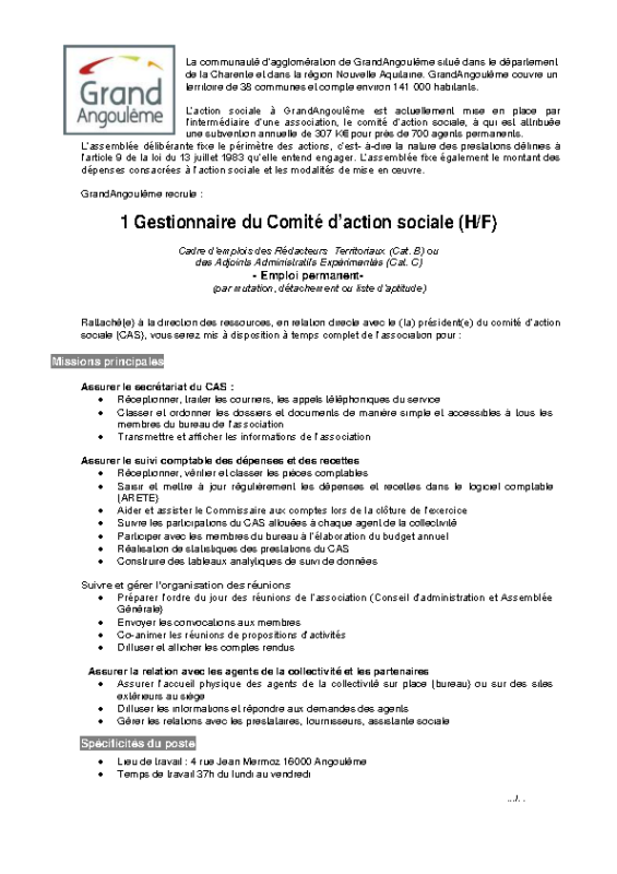 Appel à candidature gestionnaire CAS