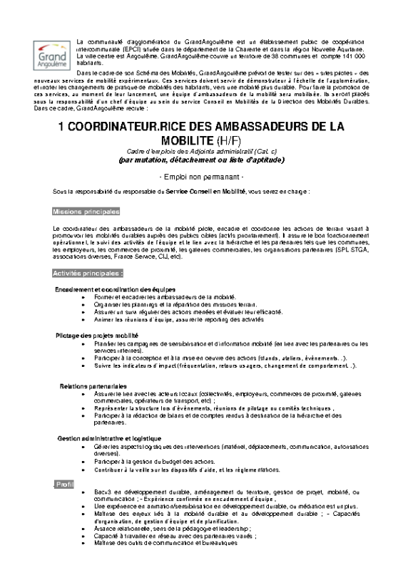 COORDINATEUR.RICE DES AMBASSADEURS DE LA MOBILITE