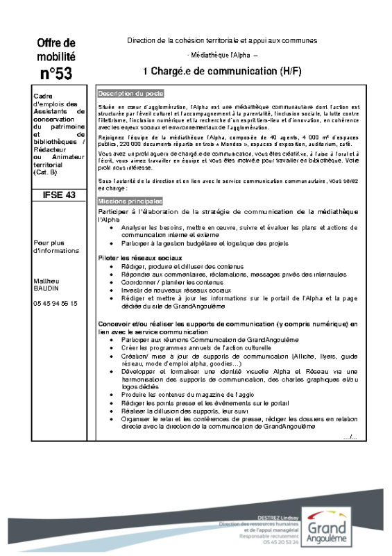 53- Offres de mobilité Interne