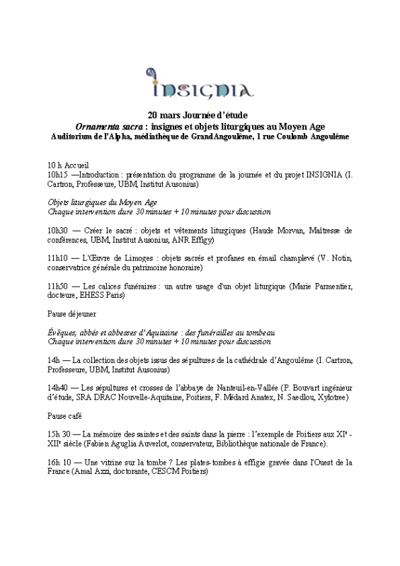 Programme 20 mars INSIGNIA