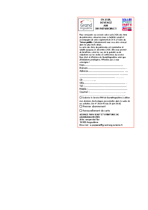 Abonnement amis patrimoine 2026