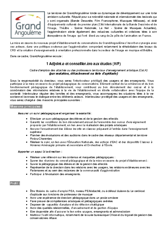 15- Appel à candidature – Conseiller aux études