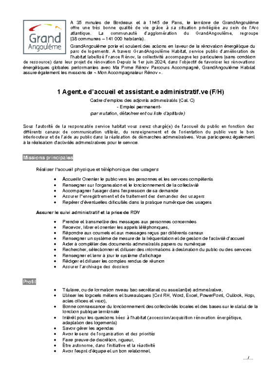 21- Appel à  candidature – Assistante adm et accueil