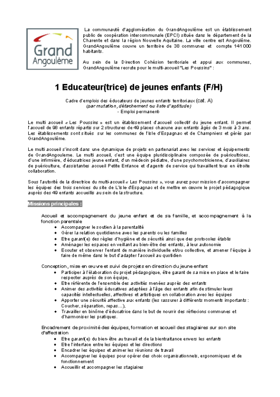 22-Educateur(trice) de jeunes enfants (H/F)