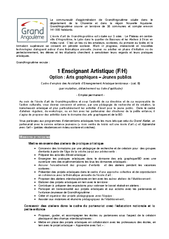 28- Appel à  candidature Art Graphique