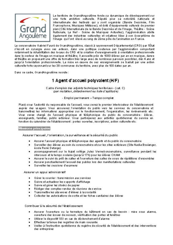 30- Appel Ã  candidature agent accueil