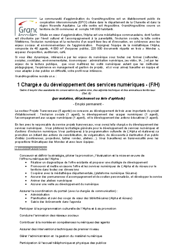 20 – Appel à candidature
