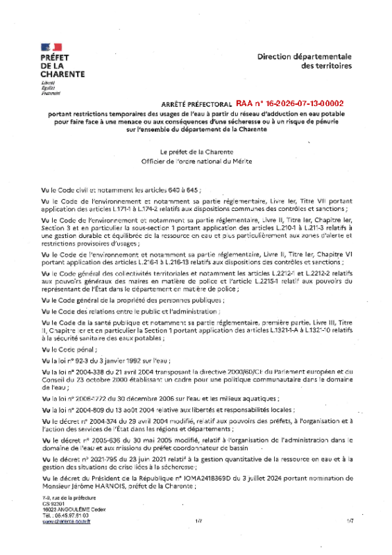 Arrêté préfectoral