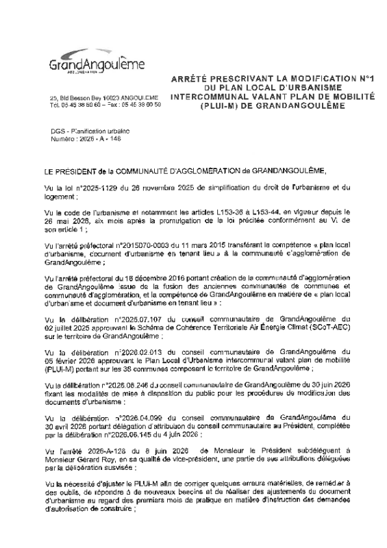 Arrêté prescription